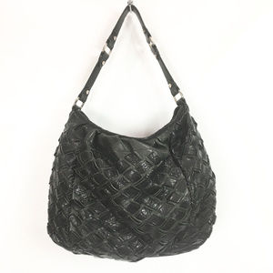Ava Rose Handbags Woven Black Leather Hobo